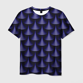Мужская футболка 3D с принтом Scales , 100% полиэфир | прямой крой, круглый вырез горловины, длина до линии бедер | abstraction | illusion | pattern | purple | scales | shapes | shimmer | texture | waves | абстракция | волны | иллюзия | паттерн | переливаеться | текстура | фиолетовый | формы | чешуя