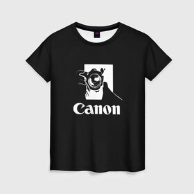 Женская футболка 3D с принтом Canon , 100% полиэфир ( синтетическое хлопкоподобное полотно) | прямой крой, круглый вырез горловины, длина до линии бедер | canon | кэнон | линза | снимок | фото | фотоаппарат | фотограф | фотографер | фотография | фоточки