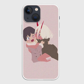 Чехол для iPhone 13 mini с принтом ZERO TWO AND HIRO CUTE ,  |  | Тематика изображения на принте: anime | children | kiss | waifu | zero two | аниме | аска | вайфу | герой | дети | евангелион | зеро ту | любимый во франксе | манга | отаку | поцелуй | хиро