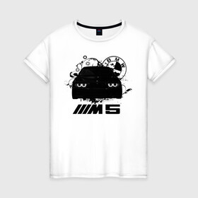 Женская футболка хлопок с принтом BMW M5 E39 , 100% хлопок | прямой крой, круглый вырез горловины, длина до линии бедер, слегка спущенное плечо | bmw | bmw5series | bmwe39 | m5 | mperformance | mpower