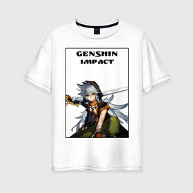 Женская футболка хлопок Oversize с принтом Razor , 100% хлопок | свободный крой, круглый ворот, спущенный рукав, длина до линии бедер
 | anime | game | genshin impact | razor | аниме | игра