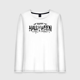 Женский лонгслив хлопок с принтом Halloween , 100% хлопок |  | 31 октября | halloween | halowen | ведьма | день всех святых | джек | костюм | кровь | лого | монстр | надпись | праздник | приведение | призрак | светильник | символ | страшная | тыква | ужасы | хеллоуин | хеллуин