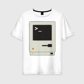 Женская футболка хлопок Oversize с принтом Фанат Мака , 100% хлопок | свободный крой, круглый ворот, спущенный рукав, длина до линии бедер
 | apple | mac | pc | компьютер | компьютеры | мак | технологии | эпл | яблоко