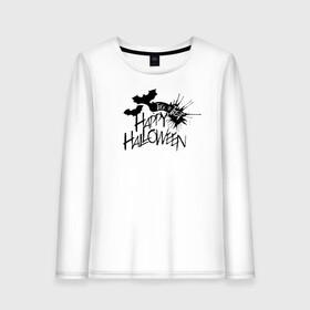 Женский лонгслив хлопок с принтом Halloween , 100% хлопок |  | 31 октября | halloween | halowen | ведьма | день всех святых | джек | костюм | кровь | лого | монстр | надпись | праздник | приведение | призрак | светильник | символ | страшная | тыква | ужасы | хеллоуин | хеллуин