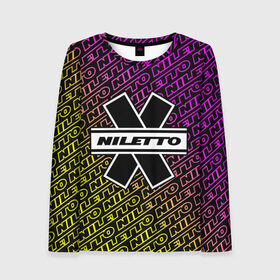 Женский лонгслив 3D с принтом НИЛЕТТО / Niletto , 100% полиэстер | длинные рукава, круглый вырез горловины, полуприлегающий силуэт | hip | hop | logo | music | nileto | niletto | rap | знак | лого | логотип | логотипы | любимка | музыка | музыкант | нилето | нилетто | рэп | символ | символы | хип | хоп