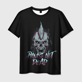Мужская футболка 3D с принтом PUNKS NOT DEAD , 100% полиэфир | прямой крой, круглый вырез горловины, длина до линии бедер | anarchy | dead | musick | punk | rock | skull | анархия | музыка | панк | рок | череп