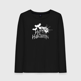 Женский лонгслив хлопок с принтом Halloween , 100% хлопок |  | 31 октября | halloween | halowen | ведьма | день всех святых | джек | костюм | кровь | лого | монстр | надпись | праздник | приведение | призрак | светильник | символ | страшная | тыква | ужасы | хеллоуин | хеллуин