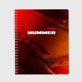 Тетрадь с принтом HUMMER Хаммер , 100% бумага | 48 листов, плотность листов — 60 г/м2, плотность картонной обложки — 250 г/м2. Листы скреплены сбоку удобной пружинной спиралью. Уголки страниц и обложки скругленные. Цвет линий — светло-серый
 | Тематика изображения на принте: auto | gmc | humer | hummer | logo | moto | symbol | авто | автомобиль | гонки | знак | лого | логотип | логотипы | марка | машина | мото | символ | символы | хамер | хаммер