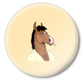 Значок с принтом Конь БоДжек ,  металл | круглая форма, металлическая застежка в виде булавки | bojack horseman | бо | бо джек | говорящий конь | джек | диана | кентавр | кони | конь | конь бо джек | мистер подхвост | мульт | мультфильм | тодд