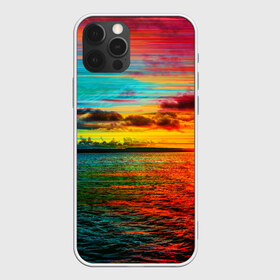 Чехол для iPhone 12 Pro Max с принтом Glitch Sunset , Силикон |  | clouds | glitch | ocean | sea | sky | sun | sunset | water | вода | глитч | море | небо | облака | океан | солнце