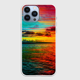 Чехол для iPhone 13 Pro Max с принтом Glitch Sunset ,  |  | clouds | glitch | ocean | sea | sky | sun | sunset | water | вода | глитч | море | небо | облака | океан | солнце