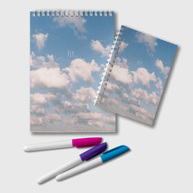 Блокнот с принтом летай , 100% бумага | 48 листов, плотность листов — 60 г/м2, плотность картонной обложки — 250 г/м2. Листы скреплены удобной пружинной спиралью. Цвет линий — светло-серый
 | Тематика изображения на принте: воздух | воздушный | голубое небо | летать | небо | облака | облачко | парить | полет | самолет | солнце | туман