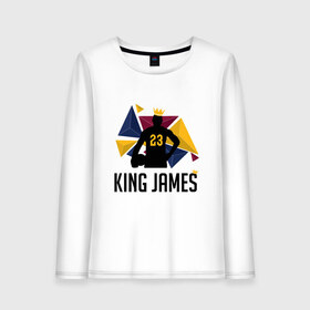 Женский лонгслив хлопок с принтом King James , 100% хлопок |  | 23 | anthony davis | basketball | bryant | game | james | kobe | lebron | los angeles | nba | sport | баскетбол | брайант | бровь | джеймс | калифорния | коби | король | леброн | лейкерс | лос анджелес | нба | спорт | тренер | чемпио