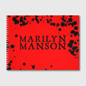 Альбом для рисования с принтом MARILYN MANSON М МЭНСОН , 100% бумага
 | матовая бумага, плотность 200 мг. | Тематика изображения на принте: 