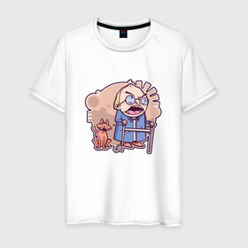 Мужская футболка хлопок с принтом Сердитый дедуля , 100% хлопок | прямой крой, круглый вырез горловины, длина до линии бедер, слегка спущенное плечо. | 