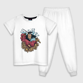 Детская пижама хлопок с принтом Древний Самурай , 100% хлопок |  брюки и футболка прямого кроя, без карманов, на брюках мягкая резинка на поясе и по низу штанин
 | Тематика изображения на принте: 
