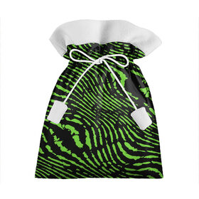 Подарочный 3D мешок с принтом Зебра , 100% полиэстер | Размер: 29*39 см | green | green lines | green neon | green neon lines | green zebra | lines | zebra | в полоску | зебра | зеленая зебра | зелёные полосы | зелёный | зелёный неон | полоски | полосы