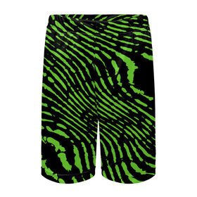Детские спортивные шорты 3D с принтом Зебра ,  100% полиэстер
 | пояс оформлен широкой мягкой резинкой, ткань тянется
 | green | green lines | green neon | green neon lines | green zebra | lines | zebra | в полоску | зебра | зеленая зебра | зелёные полосы | зелёный | зелёный неон | полоски | полосы