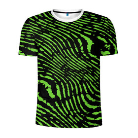 Мужская футболка 3D спортивная с принтом Зебра , 100% полиэстер с улучшенными характеристиками | приталенный силуэт, круглая горловина, широкие плечи, сужается к линии бедра | green | green lines | green neon | green neon lines | green zebra | lines | zebra | в полоску | зебра | зеленая зебра | зелёные полосы | зелёный | зелёный неон | полоски | полосы