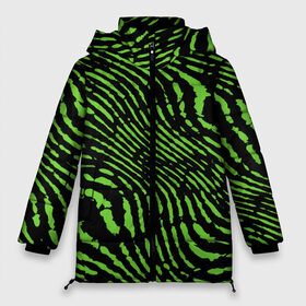 Женская зимняя куртка 3D с принтом Зебра , верх — 100% полиэстер; подкладка — 100% полиэстер; утеплитель — 100% полиэстер | длина ниже бедра, силуэт Оверсайз. Есть воротник-стойка, отстегивающийся капюшон и ветрозащитная планка. 

Боковые карманы с листочкой на кнопках и внутренний карман на молнии | green | green lines | green neon | green neon lines | green zebra | lines | zebra | в полоску | зебра | зеленая зебра | зелёные полосы | зелёный | зелёный неон | полоски | полосы