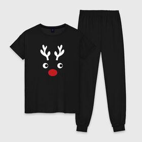 Женская пижама хлопок с принтом Deer Papa , 100% хлопок | брюки и футболка прямого кроя, без карманов, на брюках мягкая резинка на поясе и по низу штанин | 2020 | family look | merry christmas | new year | год крысы | зима | новый год | праздник | рождество | фэмили лук
