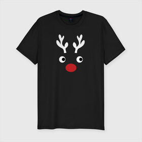 Мужская футболка хлопок Slim с принтом Deer Papa , 92% хлопок, 8% лайкра | приталенный силуэт, круглый вырез ворота, длина до линии бедра, короткий рукав | 2020 | family look | merry christmas | new year | год крысы | зима | новый год | праздник | рождество | фэмили лук