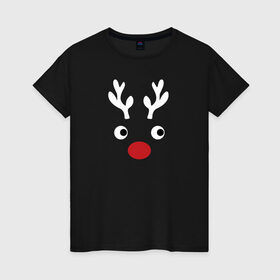 Женская футболка хлопок с принтом Deer Papa , 100% хлопок | прямой крой, круглый вырез горловины, длина до линии бедер, слегка спущенное плечо | 2020 | family look | merry christmas | new year | год крысы | зима | новый год | праздник | рождество | фэмили лук