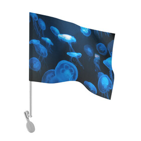 Флаг для автомобиля с принтом Медуза , 100% полиэстер | Размер: 30*21 см | medusozoa | медуза | медузы | морское животное | ядовитая медуза