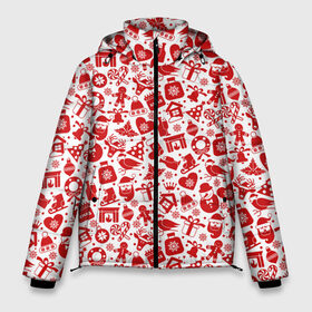 Мужская зимняя куртка 3D с принтом Рождественский паттерн , верх — 100% полиэстер; подкладка — 100% полиэстер; утеплитель — 100% полиэстер | длина ниже бедра, свободный силуэт Оверсайз. Есть воротник-стойка, отстегивающийся капюшон и ветрозащитная планка. 

Боковые карманы с листочкой на кнопках и внутренний карман на молнии. | 