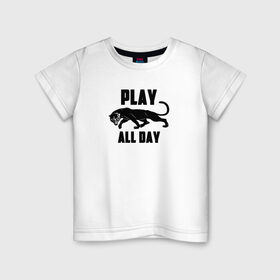 Детская футболка хлопок с принтом Пантера - Play , 100% хлопок | круглый вырез горловины, полуприлегающий силуэт, длина до линии бедер | play | большие кошки | игра | кошки | пантера