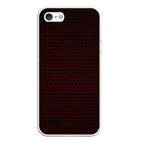 Чехол для iPhone 5/5S матовый с принтом Red mesh , Силикон | Область печати: задняя сторона чехла, без боковых панелей | abstraction | dark | hexagon | mesh | red | red mesh | shape | texture | абстракция | красная сетка | красный | сетка | текстура | темный | форма | шестиугольник