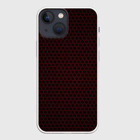 Чехол для iPhone 13 mini с принтом Red mesh ,  |  | abstraction | dark | hexagon | mesh | red | red mesh | shape | texture | абстракция | красная сетка | красный | сетка | текстура | темный | форма | шестиугольник