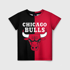Детская футболка 3D с принтом Чикаго Буллз , 100% гипоаллергенный полиэфир | прямой крой, круглый вырез горловины, длина до линии бедер, чуть спущенное плечо, ткань немного тянется | Тематика изображения на принте: bulls | chicago | chicago bulls | nba | баскетбол | буллз | нба | чикаго | чикаго буллз