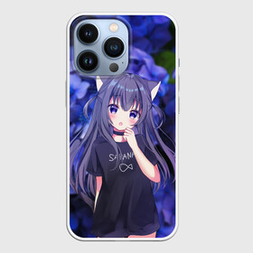 Чехол для iPhone 13 Pro с принтом Неко ,  |  | flowers | neko | nekomimi | tyan | кошка | кошкодевочка | мими | неко | тян | ушки | фиолетовый | цветы