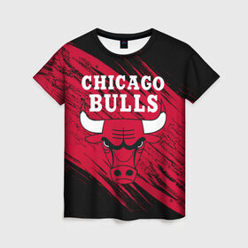 Женская футболка 3D с принтом Чикаго Буллз , 100% полиэфир ( синтетическое хлопкоподобное полотно) | прямой крой, круглый вырез горловины, длина до линии бедер | bulls | chicago | chicago bulls | nba | баскетбол | буллз | нба | чикаго | чикаго буллз