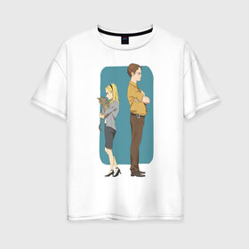 Женская футболка хлопок Oversize с принтом Офис , 100% хлопок | свободный крой, круглый ворот, спущенный рукав, длина до линии бедер
 | the office | джим халперт | дуайт шрут | офис | пэм бисли | сериал | сериалы | стив карелл
