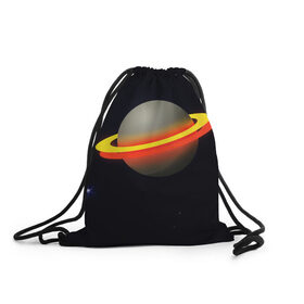 Рюкзак-мешок 3D с принтом Стальная планета , 100% полиэстер | плотность ткани — 200 г/м2, размер — 35 х 45 см; лямки — толстые шнурки, застежка на шнуровке, без карманов и подкладки | абстракция | космос | неон | оранжевый цвет | планета