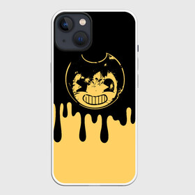 Чехол для iPhone 13 с принтом Bendy And The Ink Machine ,  |  | bendy | bendy and the ink machine | бенди | бени | бенни | бэнди | детская | детям | игра | капли | компьютерная игра | краска | машина | подтеки | ужастик | чернила | чернильная