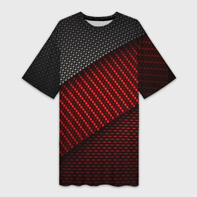 Платье-футболка 3D с принтом CARBON STYLE ,  |  | carbon | абстракция | иллюстрация | карбон | красный | линии | металл | полосы | популярные | современный | стиль | текстура | технология | узор | фон