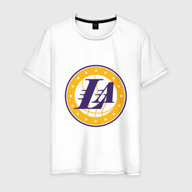 Мужская футболка хлопок с принтом LA Lakers , 100% хлопок | прямой крой, круглый вырез горловины, длина до линии бедер, слегка спущенное плечо. | 23 | anthony davis | basketball | bryant | game | james | kobe | lebron | los angeles | nba | sport | баскетбол | брайант | бровь | джеймс | калифорния | коби | король | леброн | лейкерс | лос анджелес | нба | спорт | тренер | чемпио