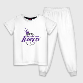 Детская пижама хлопок с принтом Welcome to LA LeBron , 100% хлопок |  брюки и футболка прямого кроя, без карманов, на брюках мягкая резинка на поясе и по низу штанин
 | Тематика изображения на принте: 23 | anthony davis | basketball | bryant | game | james | kobe | lebron | los angeles | nba | sport | баскетбол | брайант | бровь | джеймс | калифорния | коби | король | леброн | лейкерс | лос анджелес | нба | спорт | тренер | чемпио