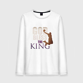 Мужской лонгслив хлопок с принтом God Bless The King , 100% хлопок |  | 23 | anthony davis | basketball | bryant | game | james | kobe | lebron | los angeles | nba | sport | баскетбол | брайант | бровь | джеймс | калифорния | коби | король | леброн | лейкерс | лос анджелес | нба | спорт | тренер | чемпио