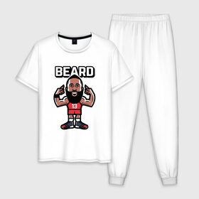 Мужская пижама хлопок с принтом Harden - Beard , 100% хлопок | брюки и футболка прямого кроя, без карманов, на брюках мягкая резинка на поясе и по низу штанин
 | Тематика изображения на принте: basketball | beard | game | harden | houston | james | nba | rockets | sport | баскетбол | борода | джеймс | нба | рокетс | спорт | тренер | харден | хьюстон | чемпион