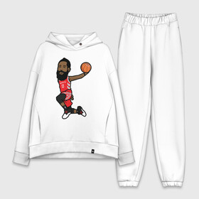 Женский костюм хлопок Oversize с принтом James Harden ,  |  | basketball | beard | game | harden | houston | james | nba | rockets | sport | баскетбол | борода | джеймс | нба | рокетс | спорт | тренер | харден | хьюстон | чемпион