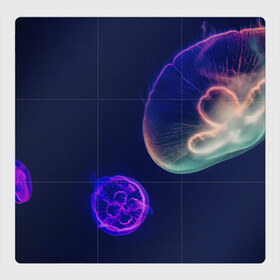Магнитный плакат 3Х3 с принтом Фантастическая медуза , Полимерный материал с магнитным слоем | 9 деталей размером 9*9 см | медуза | медуза в море | морская медуза | плавающая медуза | светящаяся медуза
