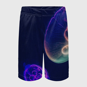Детские спортивные шорты 3D с принтом Фантастическая медуза ,  100% полиэстер
 | пояс оформлен широкой мягкой резинкой, ткань тянется
 | медуза | медуза в море | морская медуза | плавающая медуза | светящаяся медуза