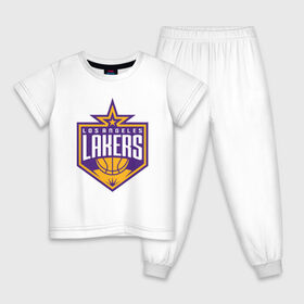 Детская пижама хлопок с принтом Los Angeles Lakers , 100% хлопок |  брюки и футболка прямого кроя, без карманов, на брюках мягкая резинка на поясе и по низу штанин
 | 23 | anthony davis | basketball | bryant | game | james | kobe | lebron | los angeles | nba | sport | баскетбол | брайант | бровь | джеймс | калифорния | коби | король | леброн | лейкерс | лос анджелес | нба | спорт | тренер | чемпио