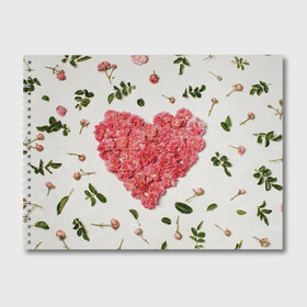 Альбом для рисования с принтом Сердце из роз , 100% бумага
 | матовая бумага, плотность 200 мг. | бутон роз | лепестки роз | роза | розы | сердце | сердце из роз | цветы