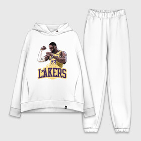 Женский костюм хлопок Oversize с принтом LeBron   Lakers ,  |  | 23 | anthony davis | basketball | bryant | game | james | kobe | lebron | los angeles | nba | sport | баскетбол | брайант | бровь | джеймс | калифорния | коби | король | леброн | лейкерс | лос анджелес | нба | спорт | тренер | чемпио