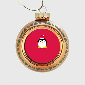 Стеклянный ёлочный шар с принтом Пингвинчик , Стекло | Диаметр: 80 мм | Тематика изображения на принте: 